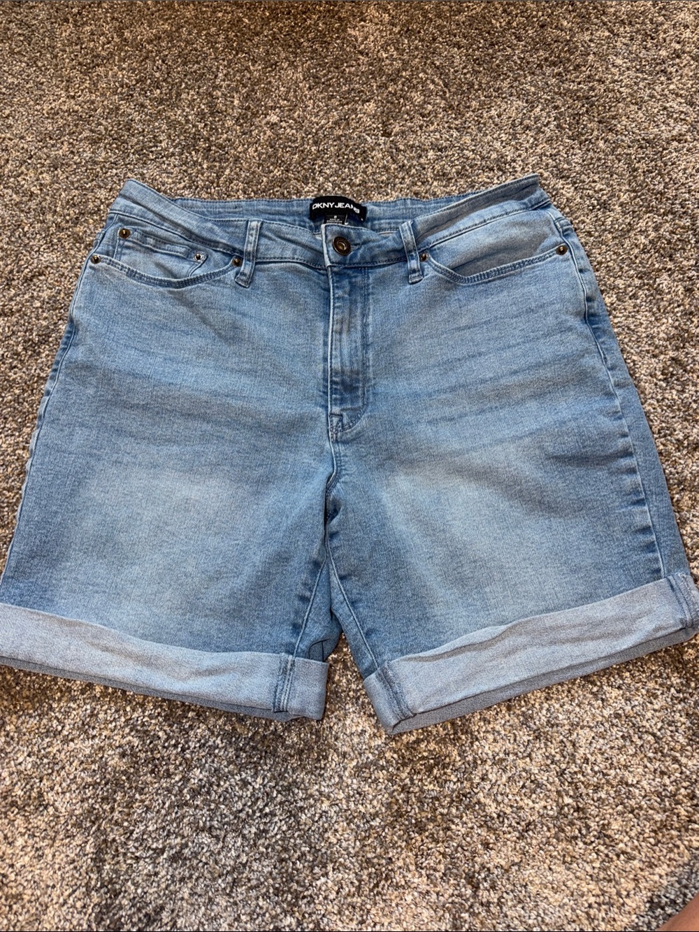 DKNY Light Blue Denim Cuffed Jean Shorts